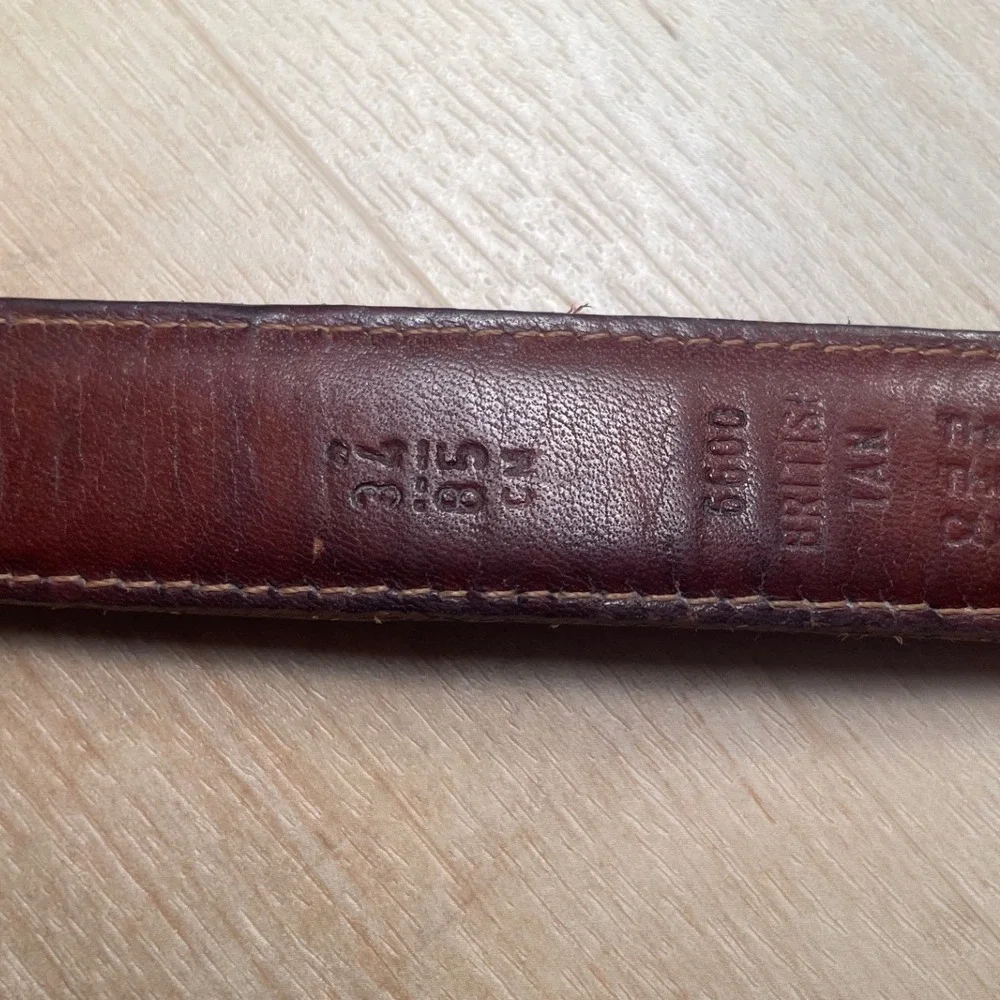 Vintage Coach British Tan Leather Belt 6600 Solid Brass Buckle USA Made 34 85